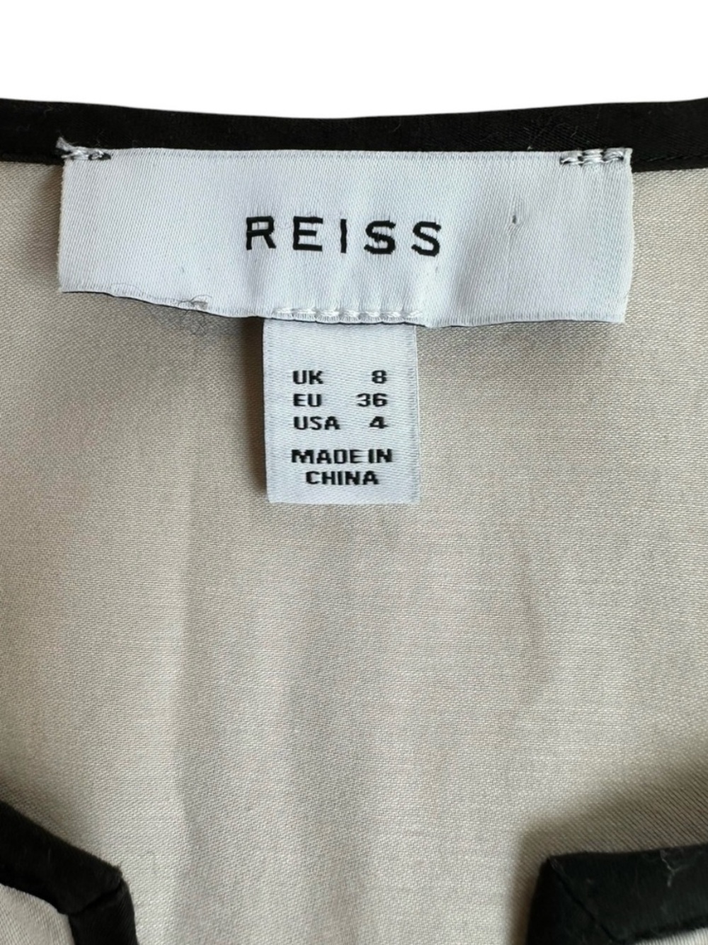 Beige/Cream Smocked Waist Midi Dress with Contrast Trim - Picture 3 of 9